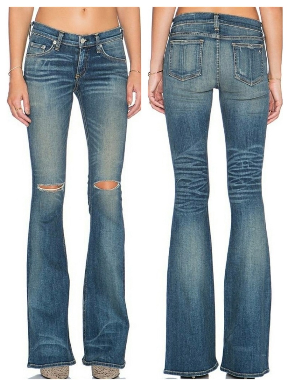 RAG & BONE Elephant Bell Denim Jeans in Clean Little Five | 26